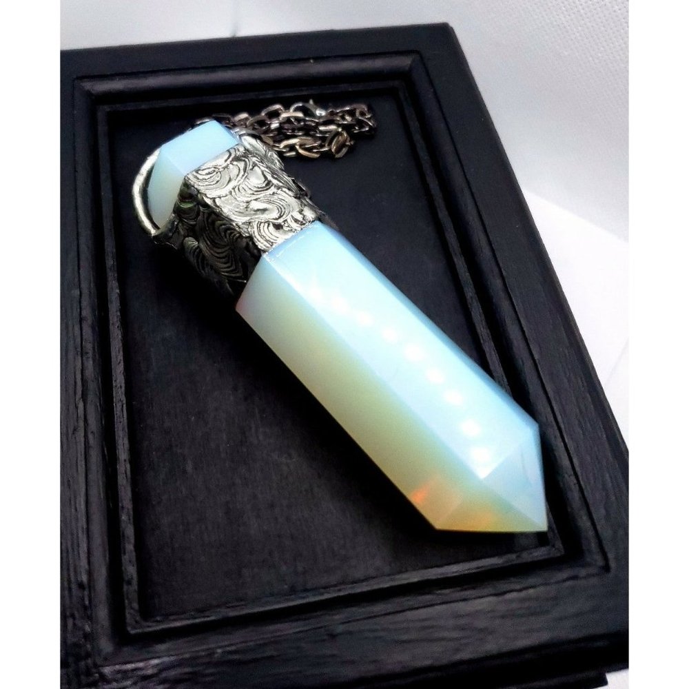 Huge Opalite Tower Statement Necklace Gothic Fant… - image 1